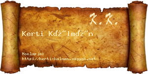 Kerti Kálmán névjegykártya